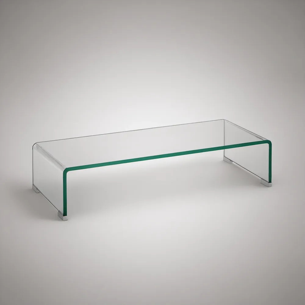 Clear Tempered Glass Media Stand, 47.2 x 23.6 x 15.7 in, 12 mm Glass with Green-Tinted Edges