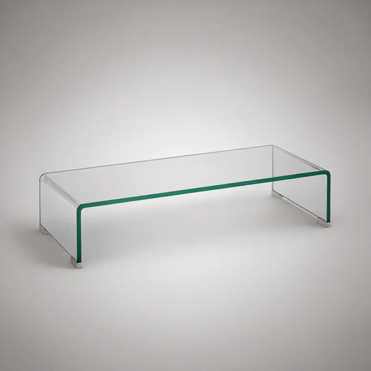 Clear Tempered Glass Media Stand, 47.2 x 23.6 x 15.7 in, 12 mm Glass with Green-Tinted Edges