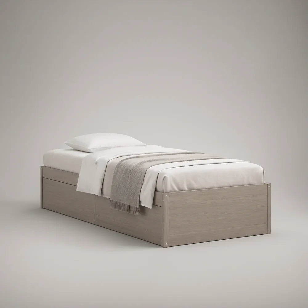 Gray Twin Storage Platform Bed Frame, 78.5 x 41.5 x 18 in