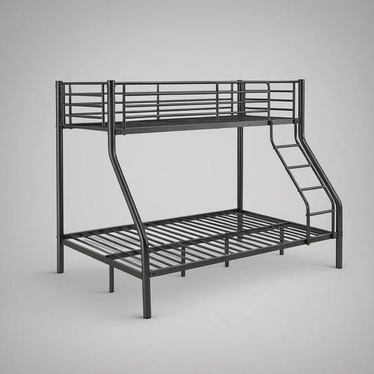 Black Twin Over Full Metal Bunk Bed with Ladder, 78 x 56 x 65 in